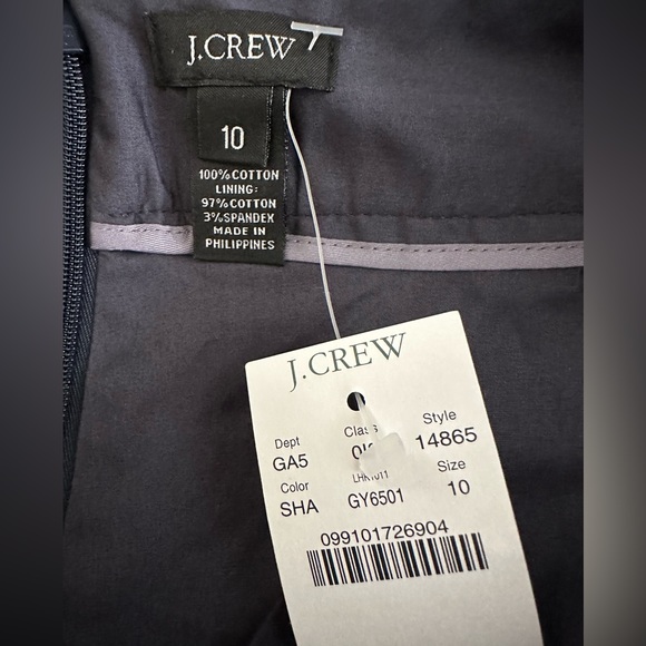 J. Crew NWT Eyelet Crochet Navy Dark Blue Pencil Shirt size 10 - Picture 14 of 16